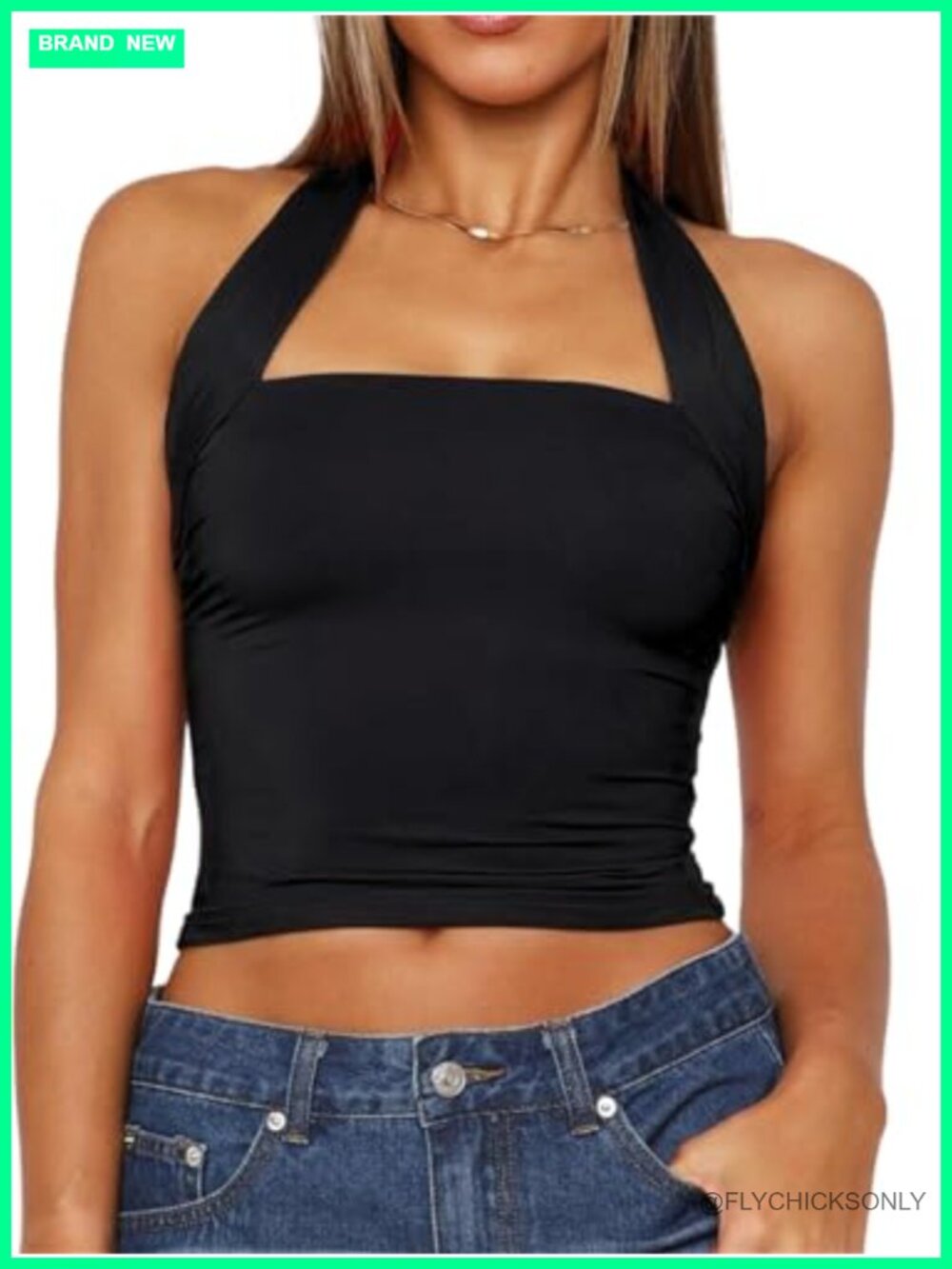 Halter Neck Backless Crop Top Sleeveless Slim Fit Y2K